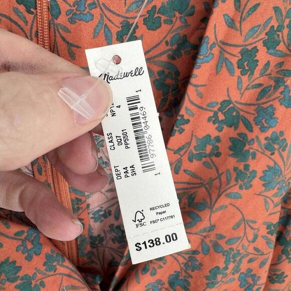Madewell dress womens small S orange stephanie maxi keyhole spring easter beach - Picture 5 of 7